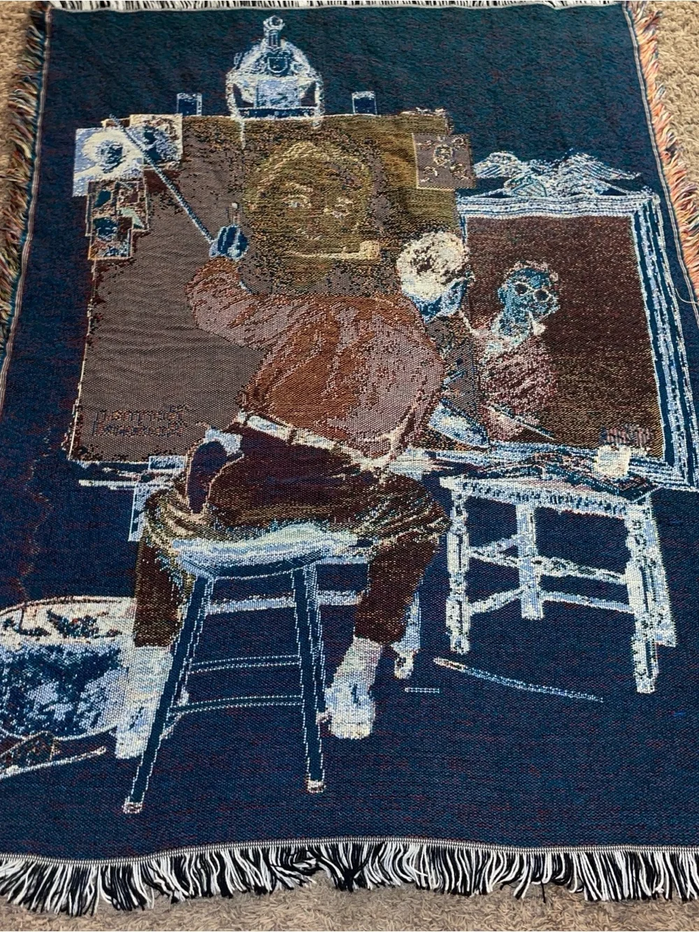 Northwest -Norman Rockwell Throw Featuring Artist at Easel in Blue Shirt